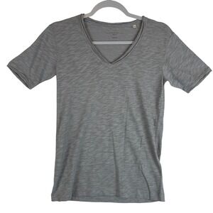 Liebeskind Berlin Gray Slub Jersey V-Neck T-Shirt W1161002 Womens US 6 Small